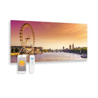 Quality Heating Byecold Panel infrarrojo de vidrio impreso con wifi con mando a distancia London eye 119x59 700Watt