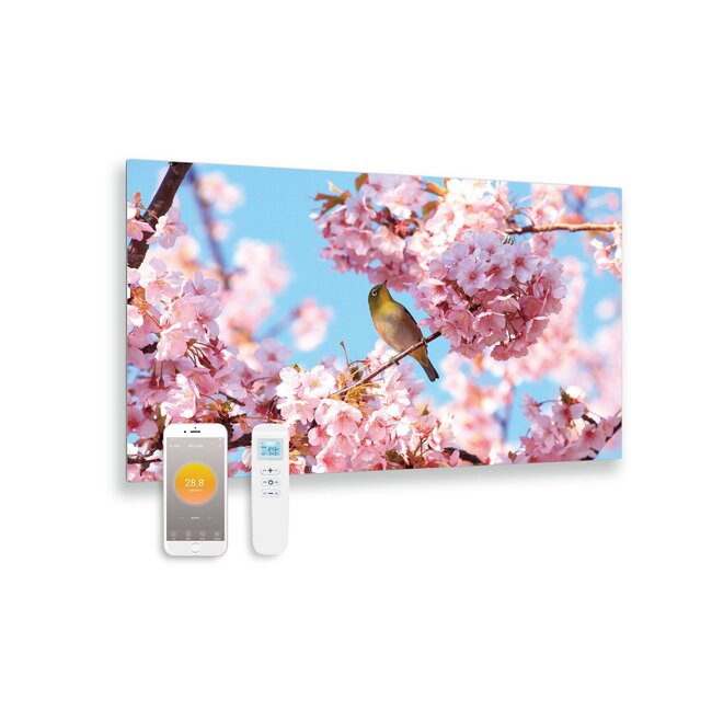 Quality Heating Byecold Panel infrarrojo de cristal impreso con wifi y mando a distancia blossom 100x59 580Watt