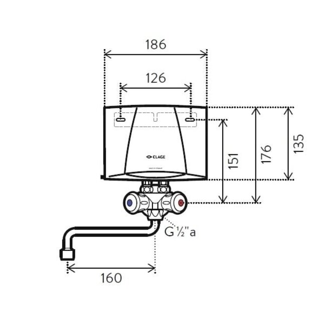 Clage Clage M3/SMB E-mini calentador de agua instantáneo conjunto hidráulico 3,5 kW 230 V