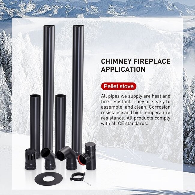 Quality Heating Pelletkachel pijpenset - Ø 100 mm - koolstofstaal - Niet elektrisch model