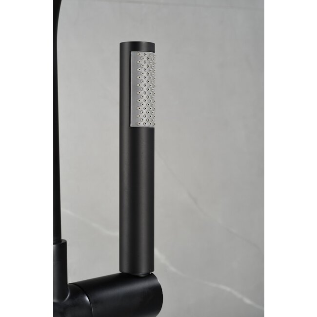 Nurion Mezclador independiente para bañera - incluye teleducha - negro mate