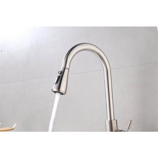 Nurion Grifo de cocina Nurion plata con caño