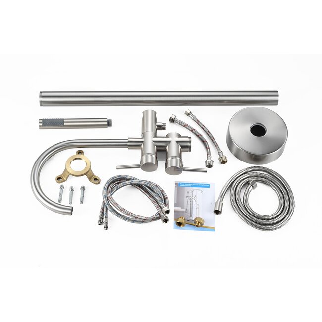 Nurion Mezclador de bañera independiente - incluye ducha de mano - cepillado