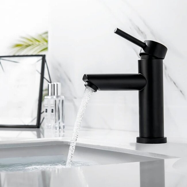 Nurion Grifo de lavabo negro mate