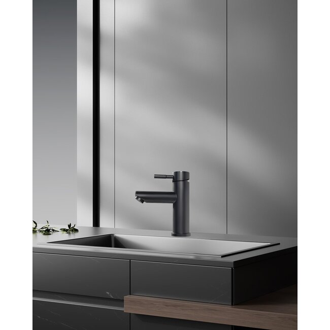 Nurion Grifo de lavabo negro mate