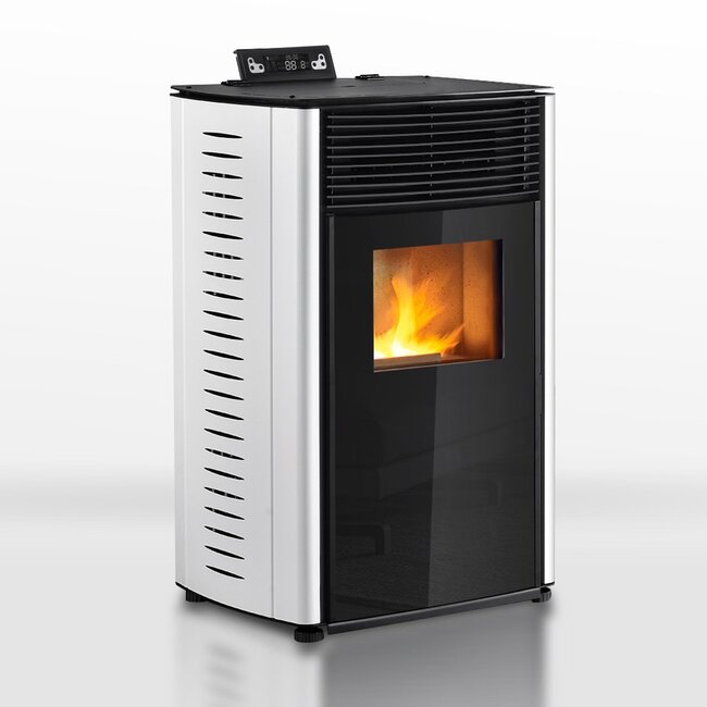 Quality Heating Estufa de pellets - 13,1 kW - para 80-100 m2 - 5 niveles - temporizador - CR04 Blanca