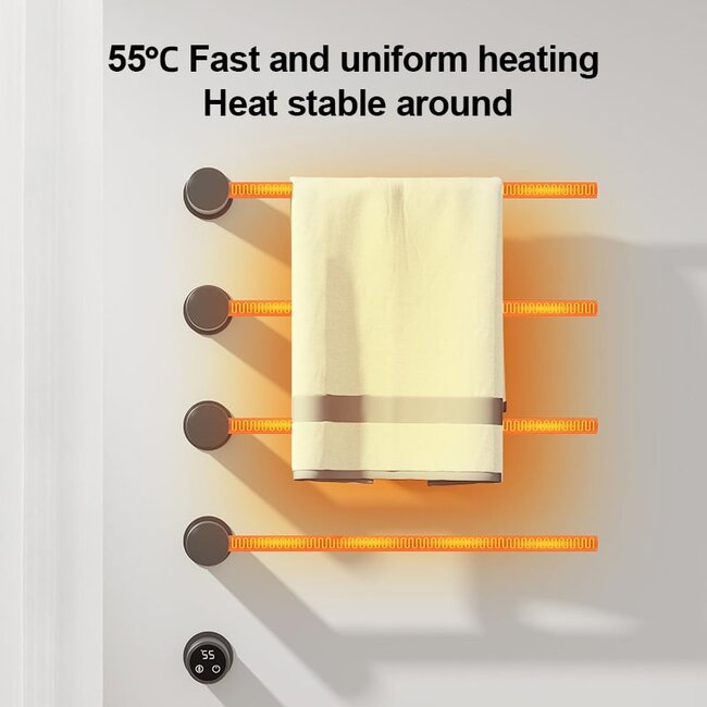 Quality Heating Radiador toallero eléctrico negro con termostato L-SR0003-B