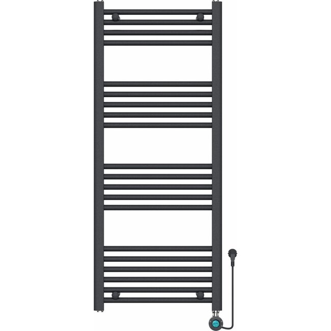 Quality Heating Radiador Eléctrico para Toallas con Termostato Digital - Radiador de Baño - 1200 × 500 mm - Negro Mate - 500 Watt
