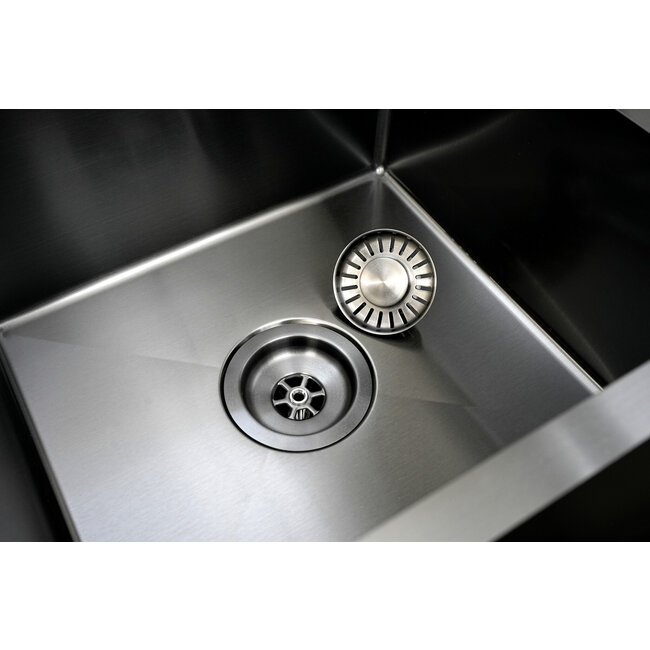 Nurion Nurion Fregadero Metal Negro 34,5 x 34,5- Fregadero Cocina - Fregaderos Cocina - Fregadero Cocina - sin agujero para grifo acero inoxidable