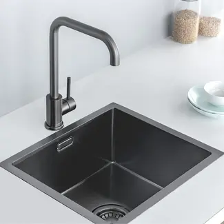 Nurion Nurion Fregadero Metal Negro 39,5 x 34,5- Fregadero Cocina - Fregaderos Cocina - Fregadero Cocina - sin agujero para grifo acero inoxidable