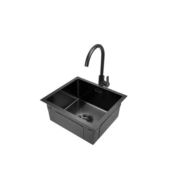 Nurion Nurion Fregadero Metal Negro 39,5 x 34,5- Fregadero Cocina - Fregaderos Cocina - Fregadero Cocina - sin agujero para grifo acero inoxidable