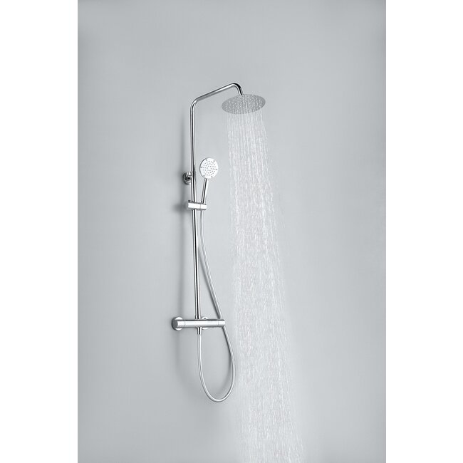 Nurion Ducha efecto lluvia de superficie cabezal 30 cm ducha termostática cromo