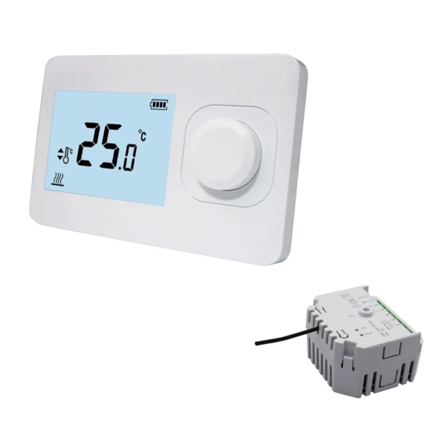 Quality Heating QH Basic easy termostato no programable que incluye minirreceptor empotrable