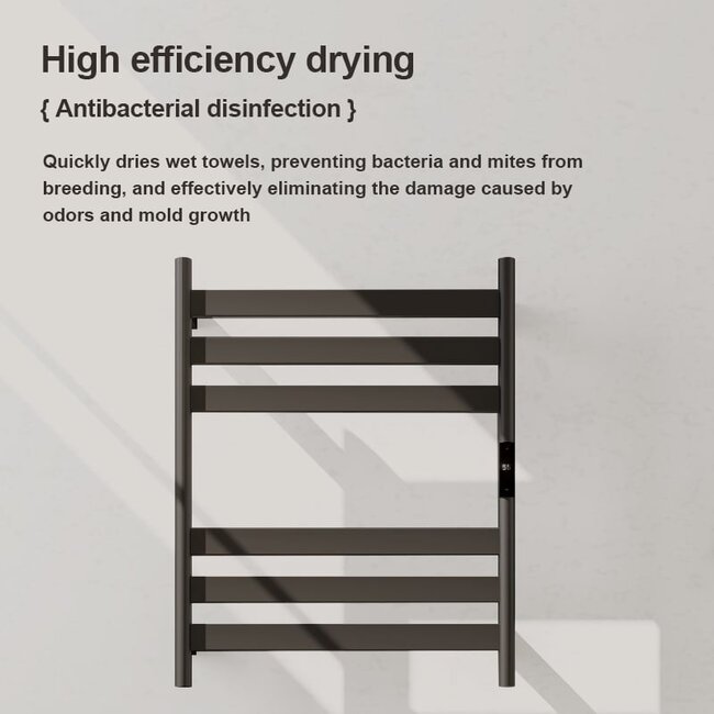 Quality Heating Radiador toallero eléctrico negro con termostato