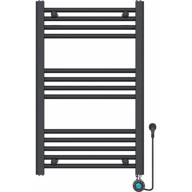 Quality Heating Handdoekradiator Elektrisch met Digitale Thermostaat - Radiator Badkamer - 800 × 500 mm - Mat zwart - 300 Watt
