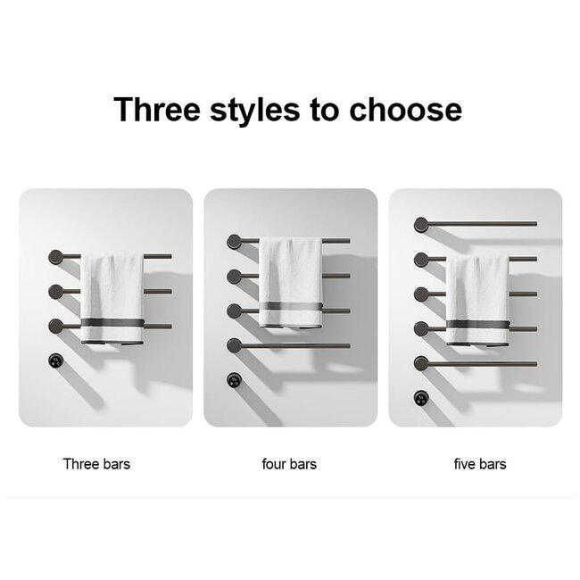 Quality Heating Radiador toallero eléctrico negro con termostato L-SR0005-B