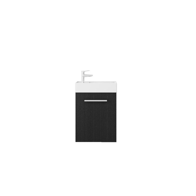 Nurion Mueble de baño Nurion Max - lavabo blanco brillante y armario de madera negro - 45 x 25 x 72 cm