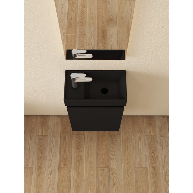 Nurion Mueble de baño Nurion Milan - lavabo negro mate y armario negro - 45 x 22,5 x 65 cm
