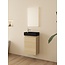 Nurion Mueble de baño Nurion Nora - lavabo negro mate y armario de madera clara - 41 x 22,5 x 65 cm