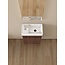 Nurion Mueble de baño Nurion Finn: lavabo blanco brillante y armario de madera oscura, 41 x 22,5 x 65 cm.