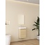 Nurion Mueble de baño Nurion Mees: lavabo blanco brillante y armario de madera clara, 41 x 22,5 x 65 cm.