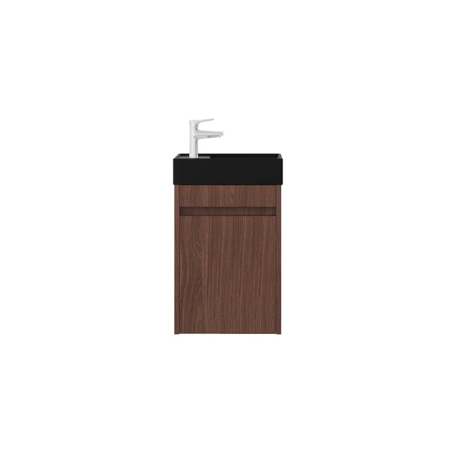 Nurion Mueble de baño Nurion Emma - lavabo negro mate y armario de nogal - 41 x 22,5 x 65 cm