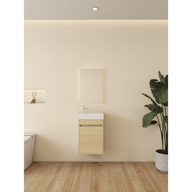 Nurion Mueble de baño Sophie de Nurion: lavabo blanco brillante y armario de madera blanca - 41 x 22,5 x 65