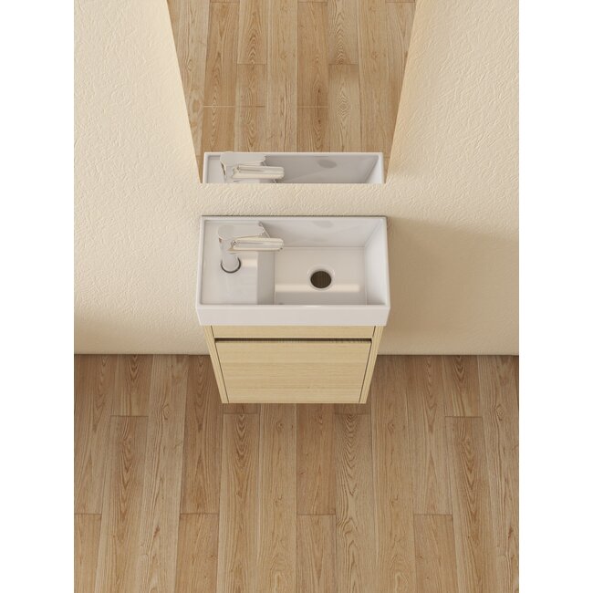 Nurion Mueble de baño Sophie de Nurion: lavabo blanco brillante y armario de madera blanca - 41 x 22,5 x 65