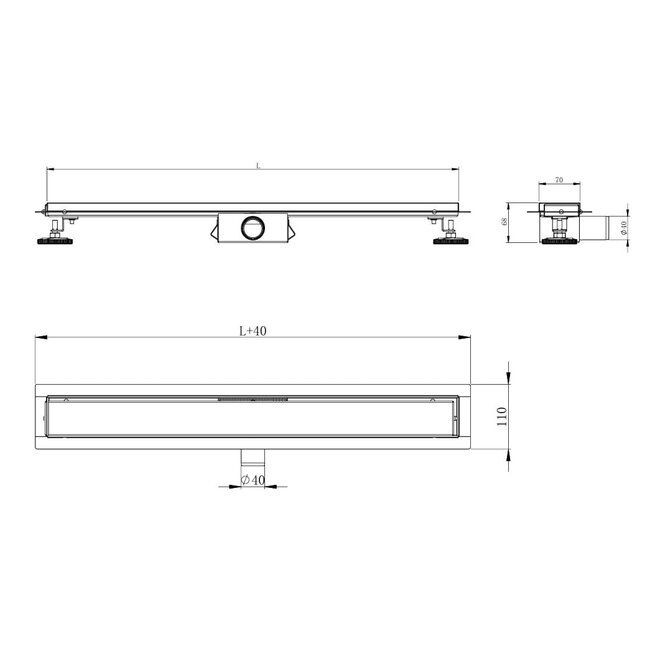 Nurion Desagüe de ducha LunaDrain completo con rejilla cerrada con brida