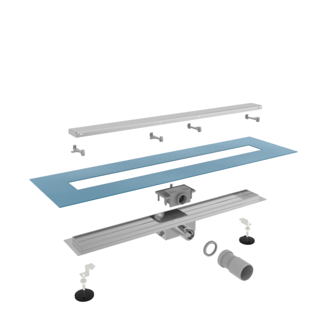 Nurion Desagüe de ducha LunaDrain completo con rejilla cerrada con brida
