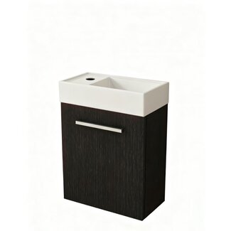 Nurion Mueble de baño Nurion Max - lavabo blanco brillante y armario de madera negro - 45 x 25 x 72 cm
