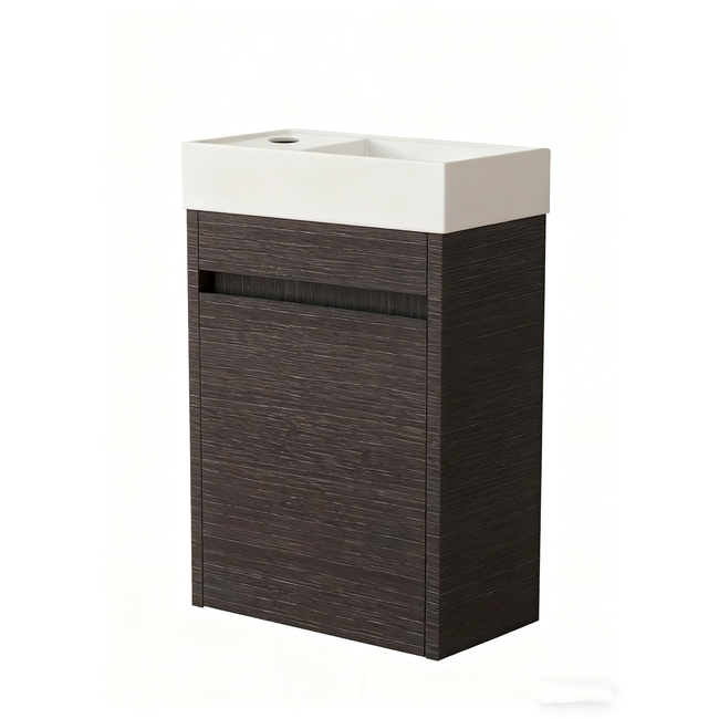 Nurion Mueble de baño Nurion Luca - lavabo blanco brillante y armario de madera negro - 41 x 22,5 x 65 cm