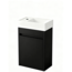 Nurion Mueble de baño Tess de Nurion: lavabo blanco brillante y armario de madera negra, 41 x 22,5 x 65 cm.