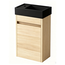 Nurion Mueble de baño Nurion Sam - lavabo negro mate y armario de madera clara - 41 x 22,5 x 65 cm