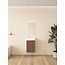 Nurion Mueble de baño Nurion Finn: lavabo blanco brillante y armario de madera oscura, 41 x 22,5 x 65 cm.