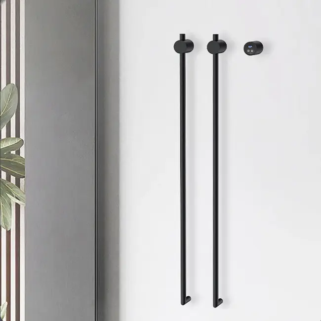 Quality Heating Elektrische handdoek radiator zwart met thermostaat L-SR0200-B