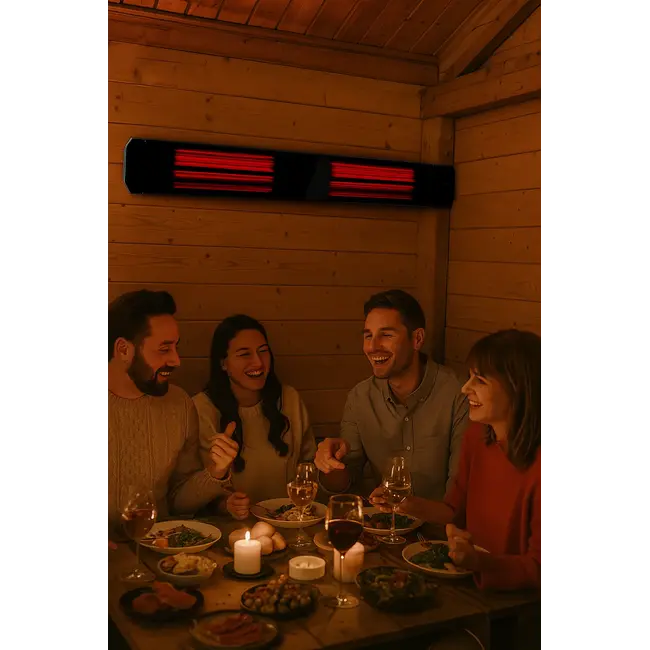 Quality Heating Calefactor infrarrojo de patio Calore negro 1600 - 2200Watt ajustable