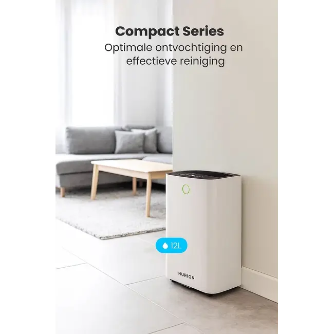 Nurion Deshumidificador compacto de 12 litros Wifi con filtro de carbono