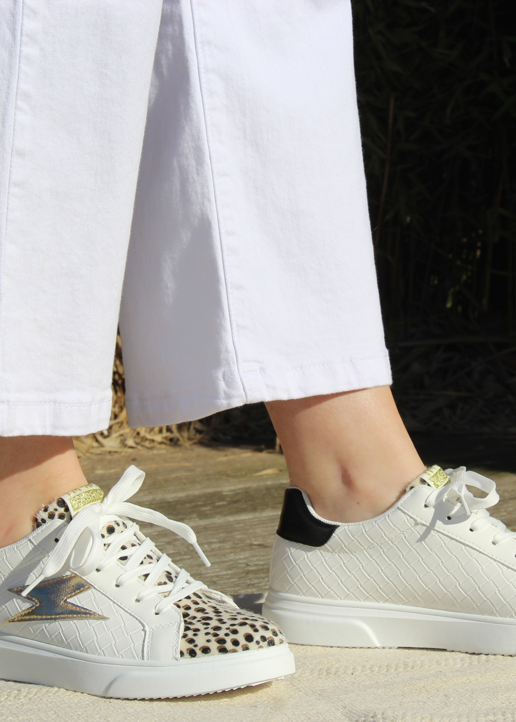 Sneaker wit met luipaard 10670 NeroGiardini