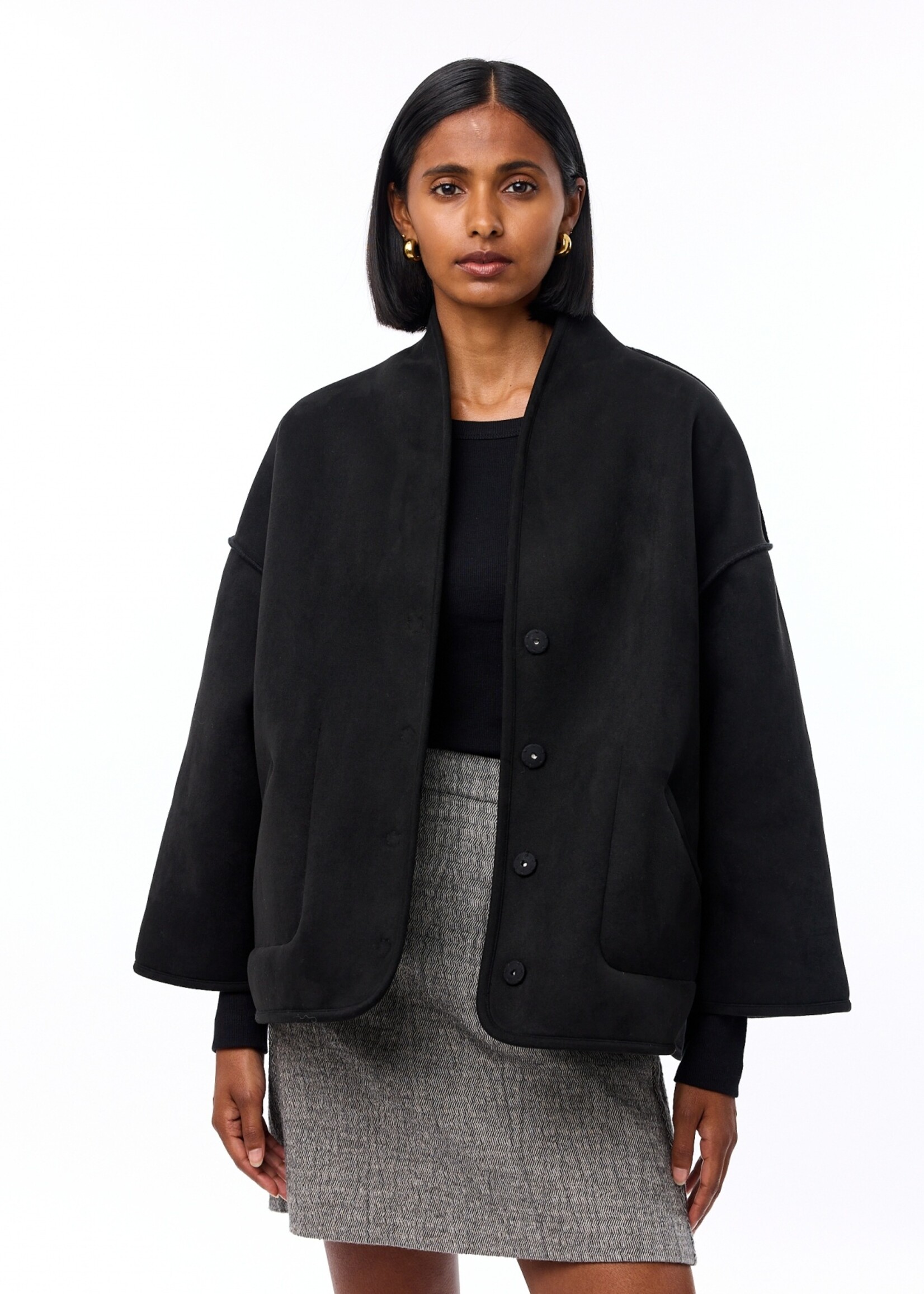 Knitted Essentials Reversible Jacket Zwart