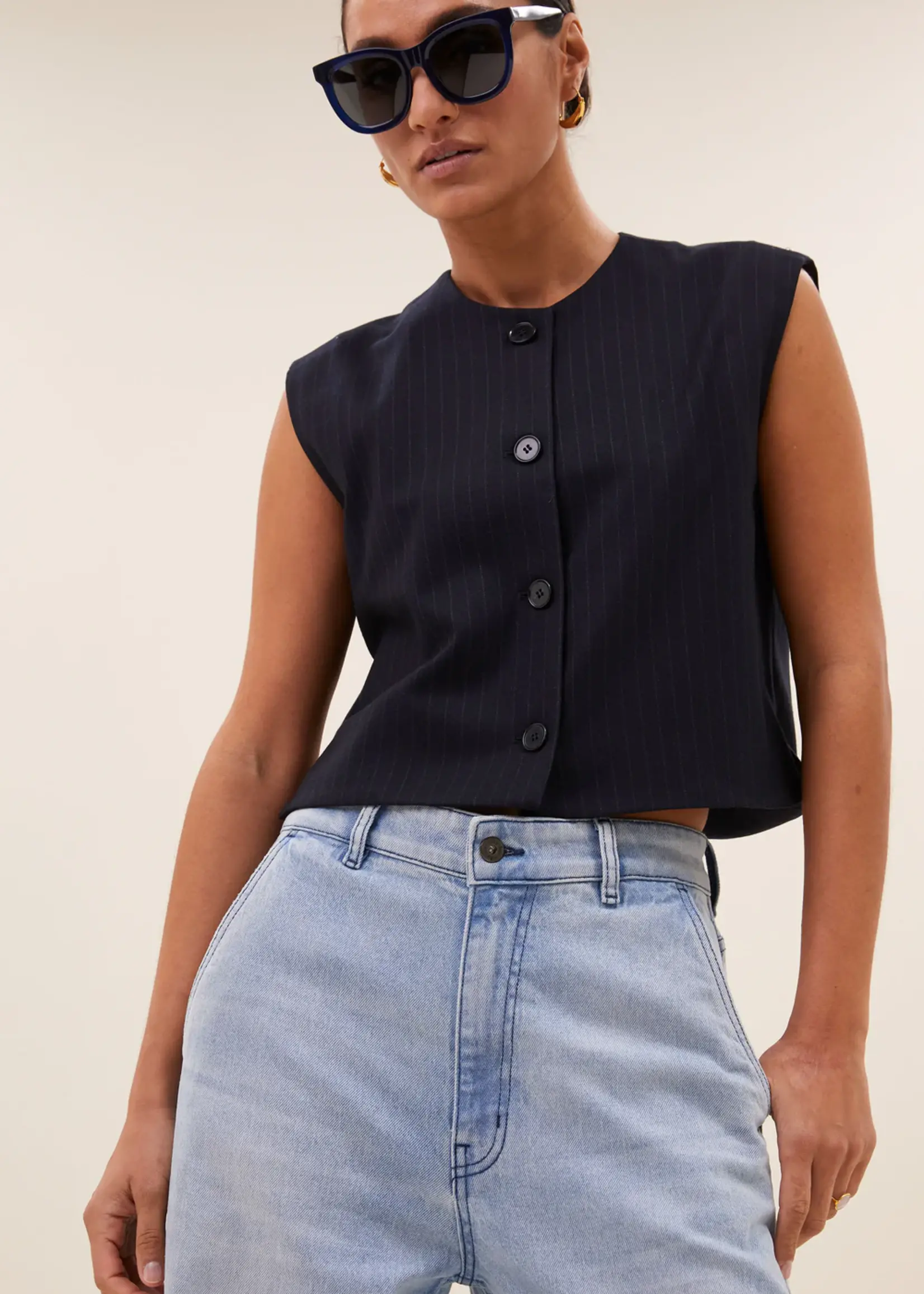 By Bar Gilet Pinstripe