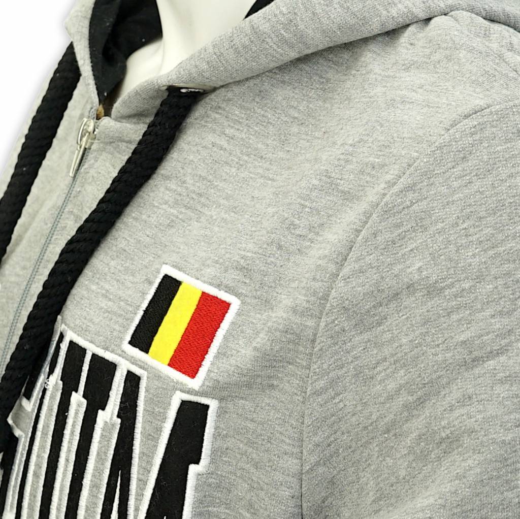 Grijze hoodie Belgium met rits