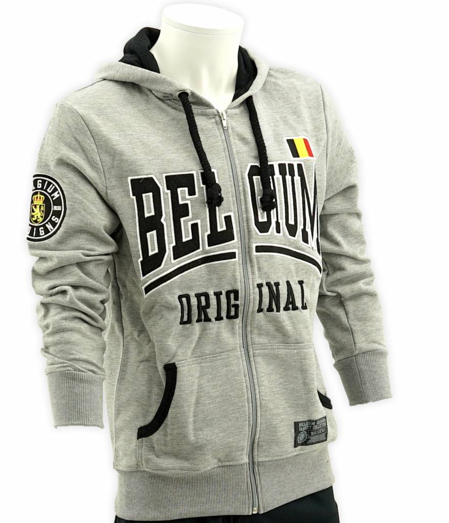 Grijze hoodie Belgium met rits