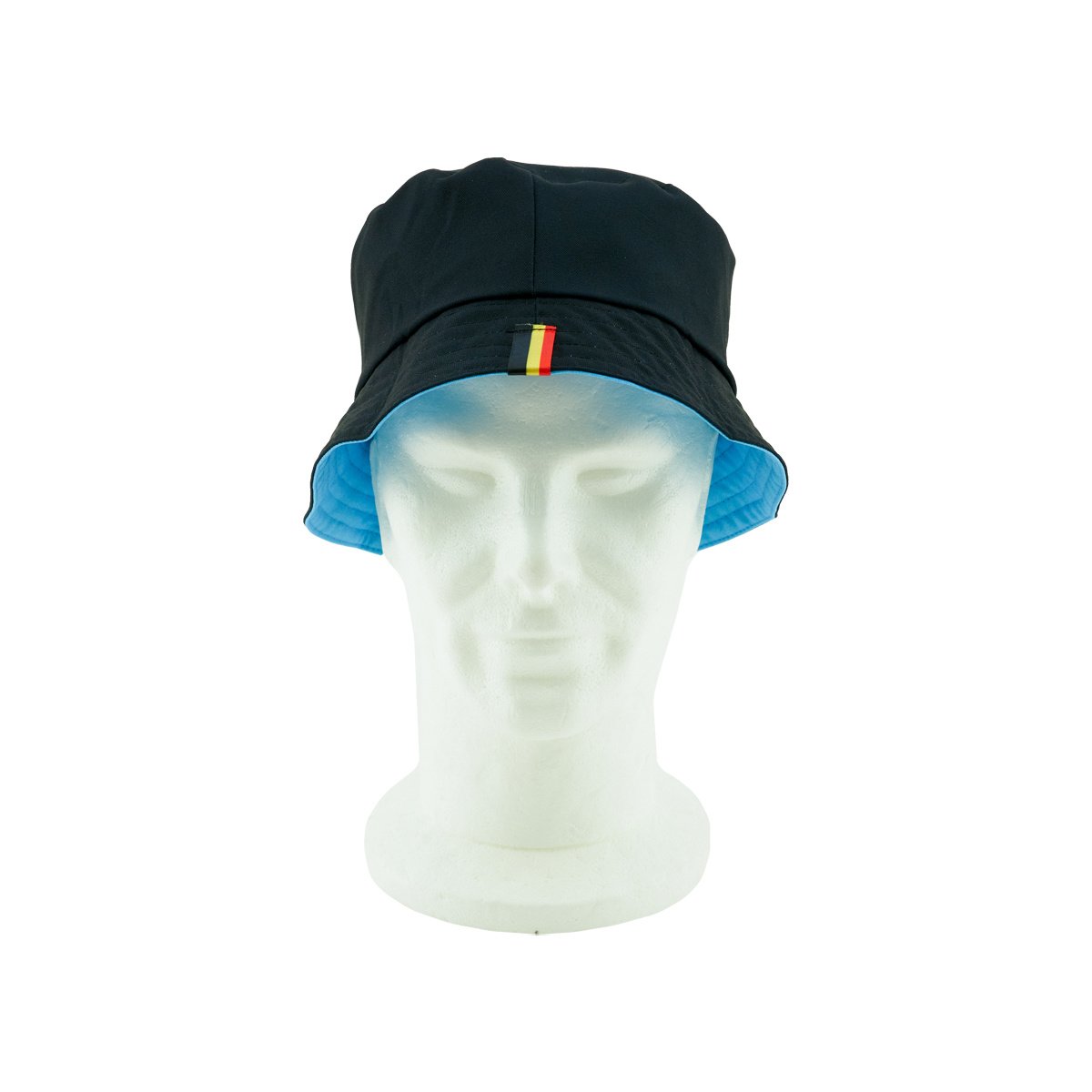 chapeau bob double face bleu clair avec drapeau belge