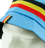 chapeau bob double face bleu clair avec drapeau belge