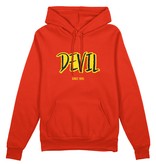 Topfanz Hoodie helder rood DEVILS since 1985