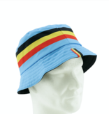 Reversible bucket hat light blue with Belgium flag