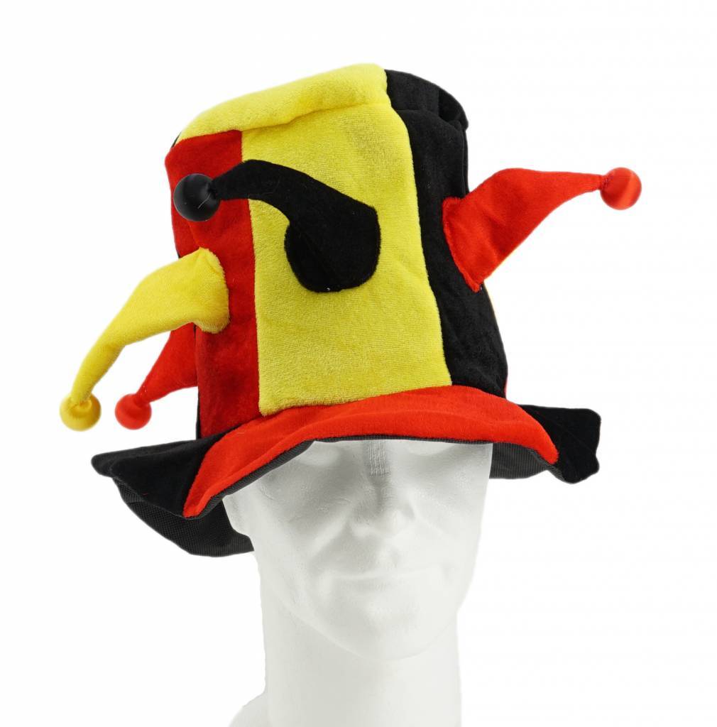 Narren hoed zwart geel rood