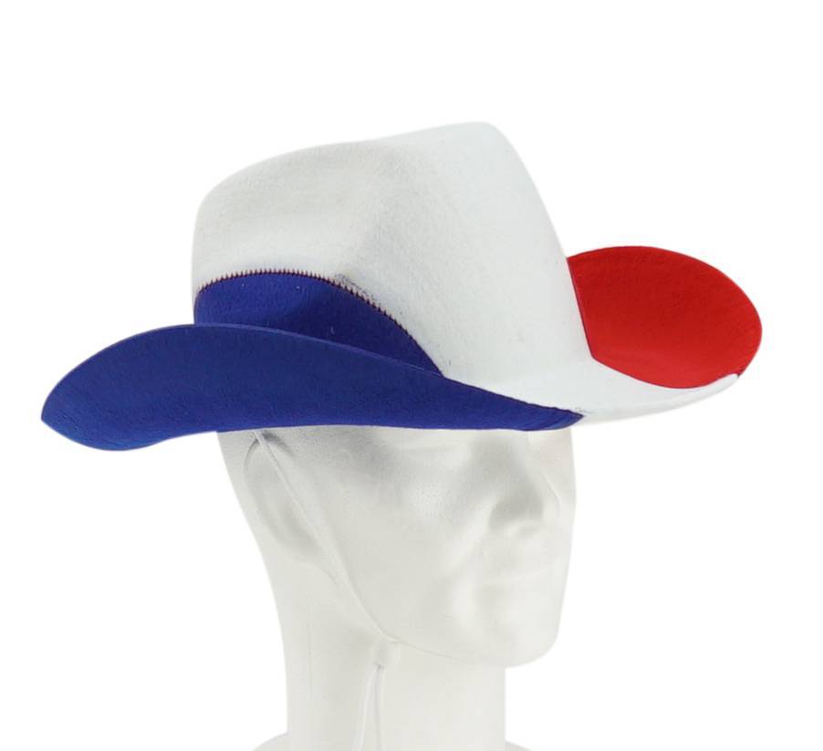 Chapeau de cowboy bleu-blanc-rouge