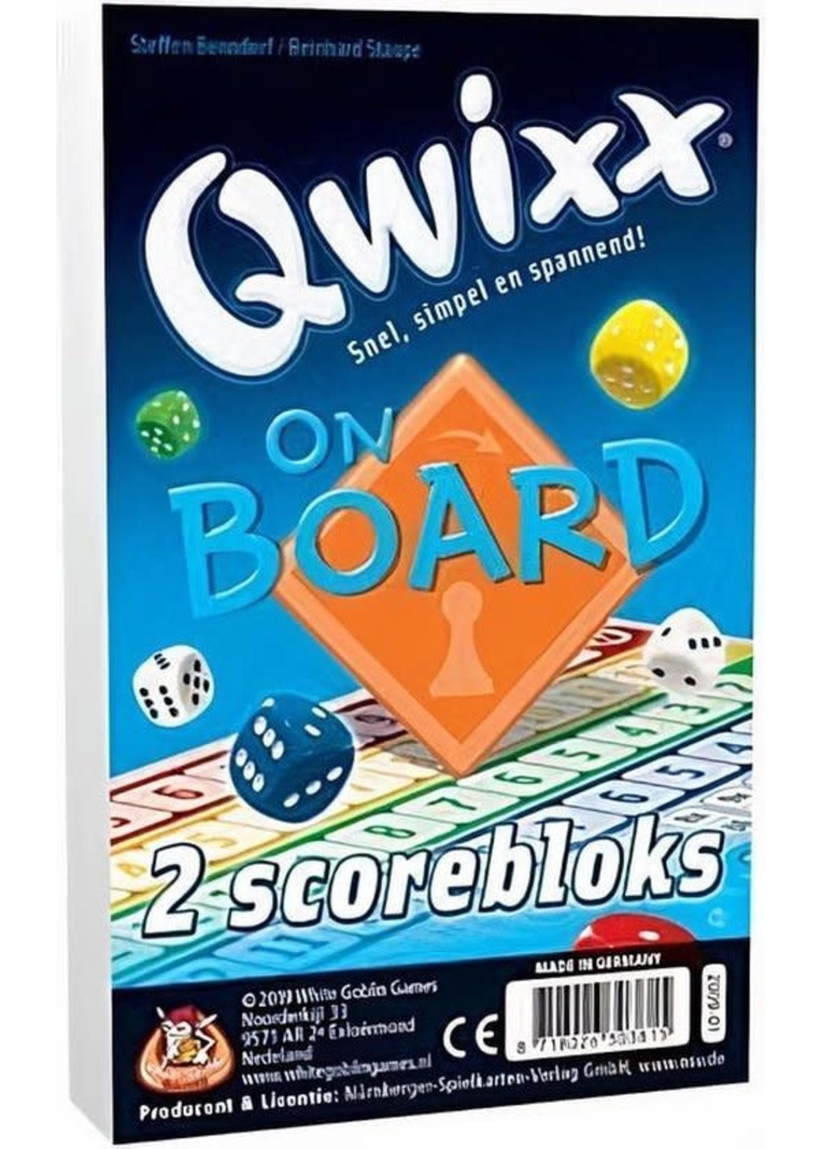 White Goblin 999 Games Dobbelspel Qwixx On Board scorebloks